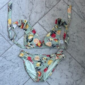 Kona Sol Floral Fruit Print Bikini Set